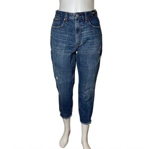 ABERCROMBIE & FITCH Blue Jeans High Rise Mom Jean Curve Love Size 27 4 NEW NWT